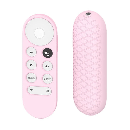 Silicone Case for Chromecast Google TV 2020 Voice Remote Shockproof Protective Remote Cover, Grid Design - Pink - 1