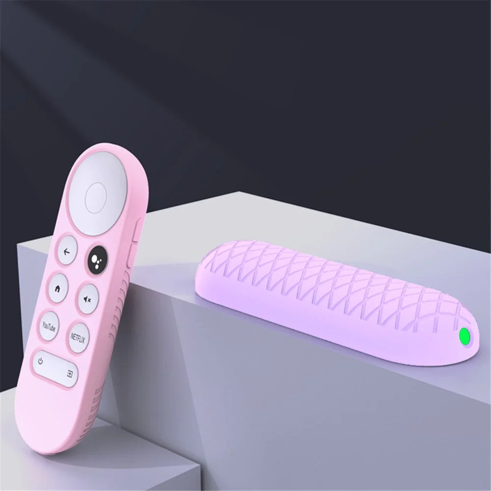 Silicone Case for Chromecast Google TV 2020 Voice Remote Shockproof Protective Remote Cover, Grid Design - Pink - 5