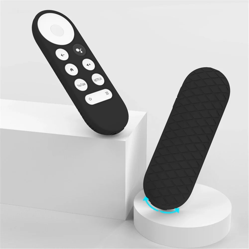 Silicone Case for Chromecast Google TV 2020 Voice Remote Shockproof Protective Remote Cover, Grid Design - Pink - 7