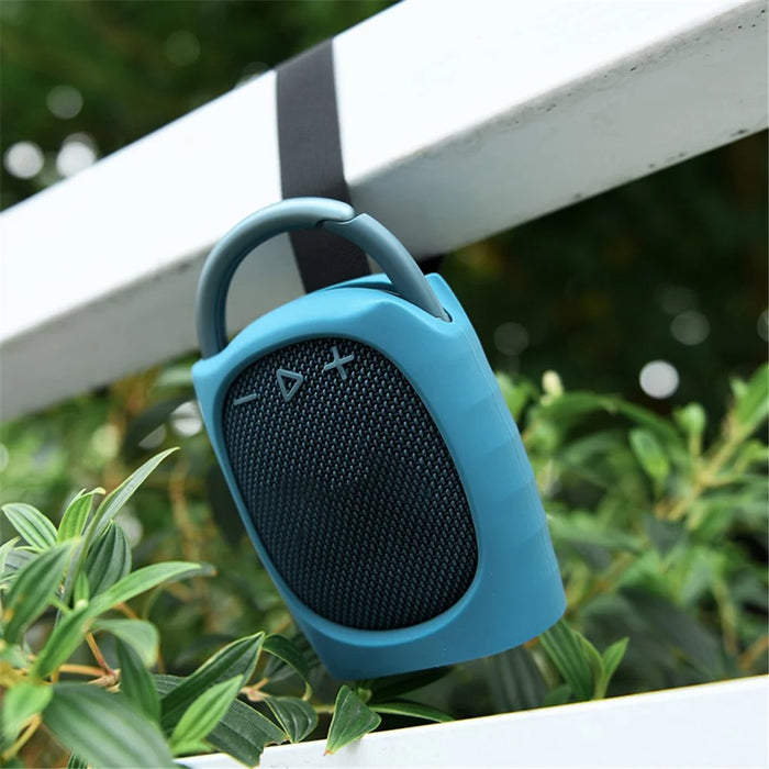 TXESIGN For JBL CLIP4 Bluetooth-compatible Speaker Protective Cover Soft Silicone Carrying Case with Straps - Blue - 3