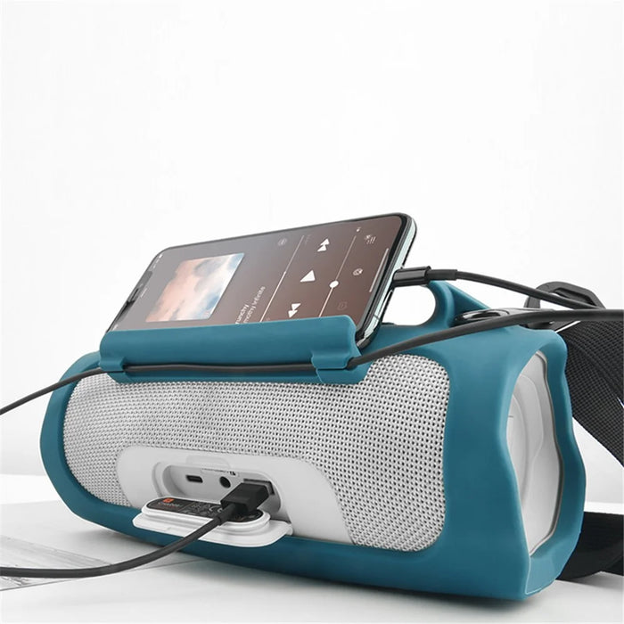 TXESIGN Silicone Sleeve for JBL Charge4 Portable Wireless Bluetooth-compatible Speaker Carrying Case with Shoulder Strap - Blue - 6