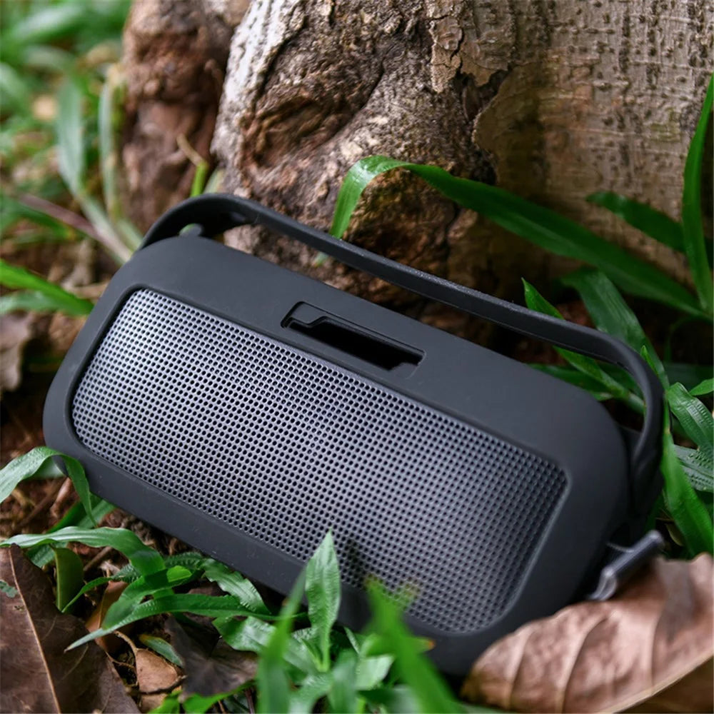 TXESIGN For Bose SoundLink Flex Case Portable Speaker Silicone Sleeve Cover with Handle Strap and Shoulder Strap - Black - 5