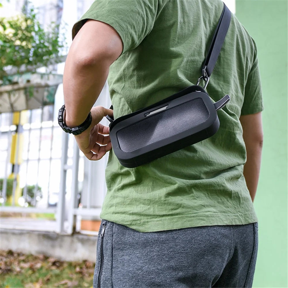 TXESIGN For Bose SoundLink Flex Case Portable Speaker Silicone Sleeve Cover with Handle Strap and Shoulder Strap - Black - 6