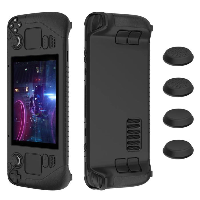 SD001 for Steam Deck Silicone Case Game Console Ergonomic Grip Anti-Slip Cover - Black - 1