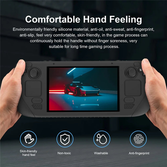 SD001 for Steam Deck Silicone Case Game Console Ergonomic Grip Anti-Slip Cover - Black - 2