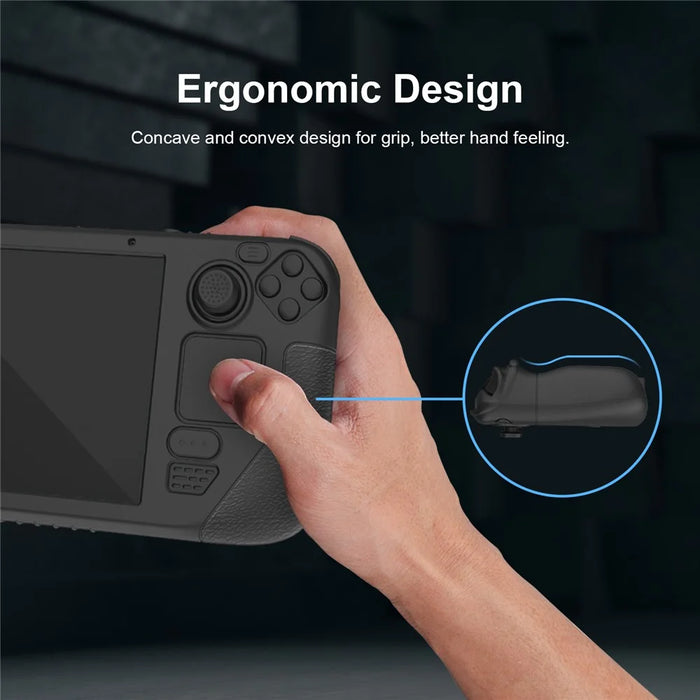 SD001 for Steam Deck Silicone Case Game Console Ergonomic Grip Anti-Slip Cover - Black - 6