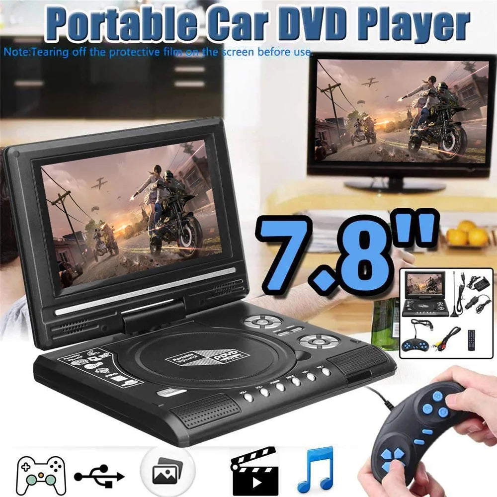7.8 inch HD LCD Screen Portable DVD with TV Player Support SD / MMC Card / Game Function / USB Port - EU Plug - 2