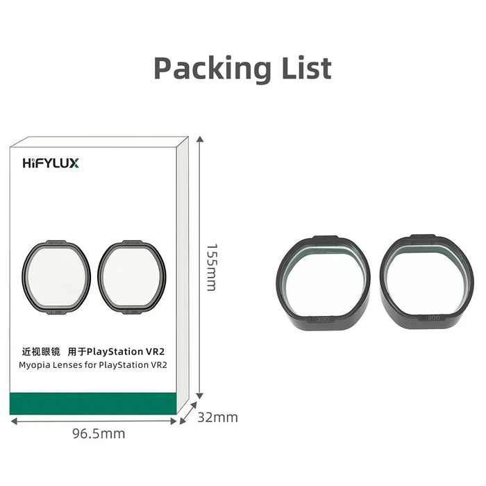 HIFYLUX PS-QF32 1 Pair Myopia Lens for PlayStation VR2 , Plastic Frame Resin Lens Aspheric Lens - -1.0 Diopter - 7