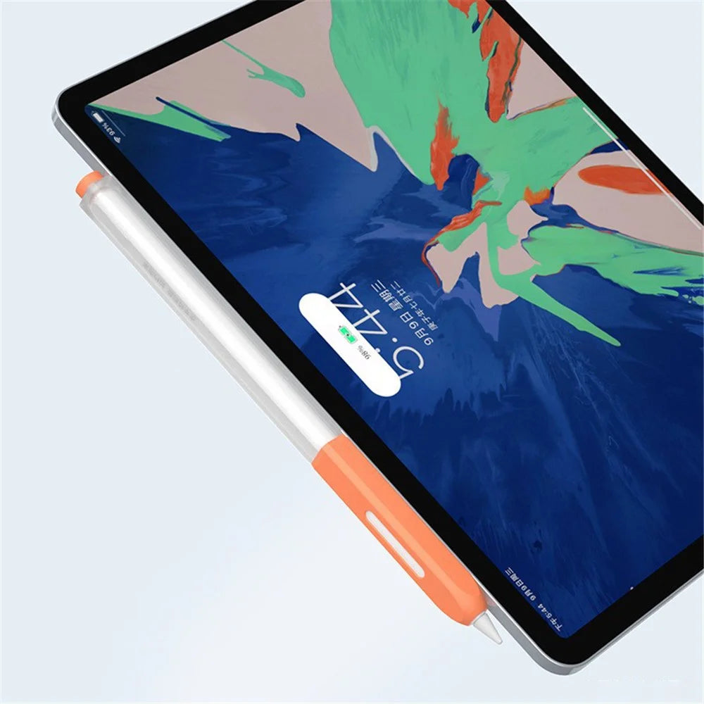 For Apple Pencil Pro / Pencil (2nd Generation) Stylus Pen Silicone Cover Anti-Drop Protective Sleeve - Orange - 3