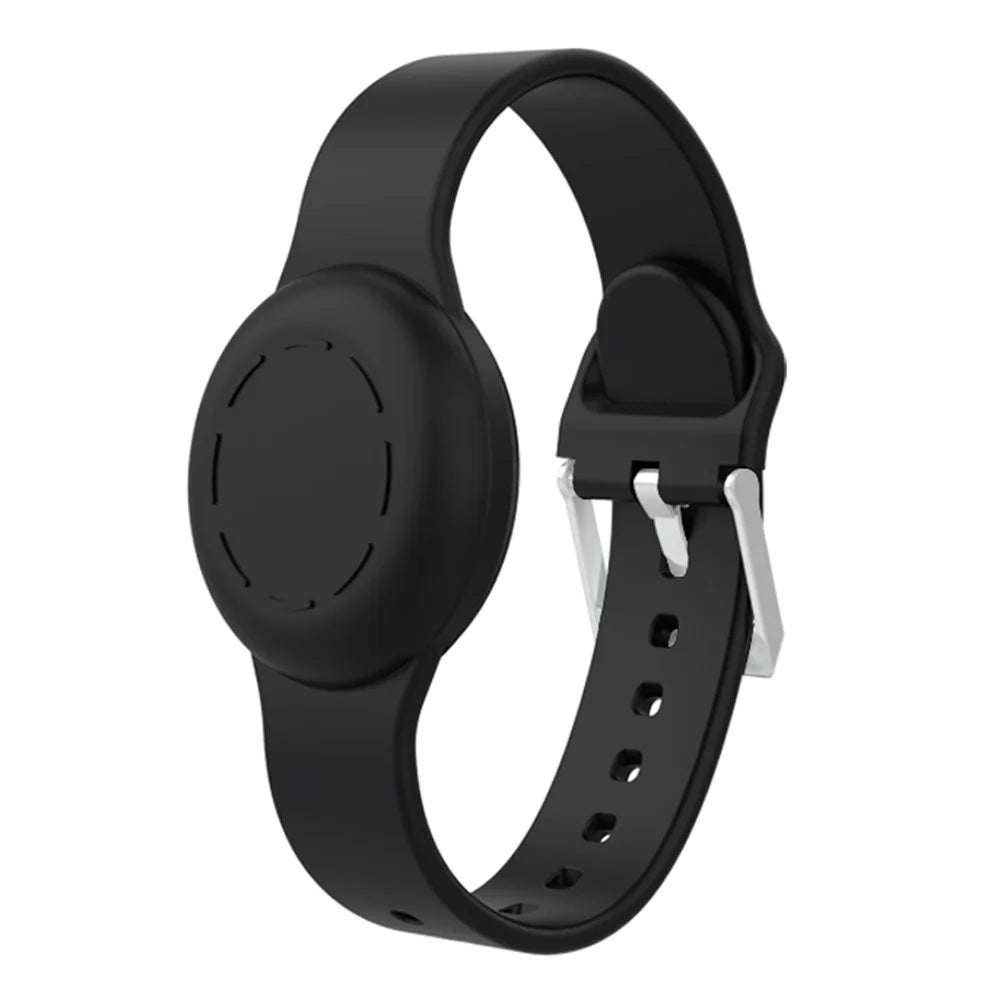 Kids Wristband for Apple AirTag , Tracker Holder Silicone Case Waterproof Adjustable Bracelet - Black - 1