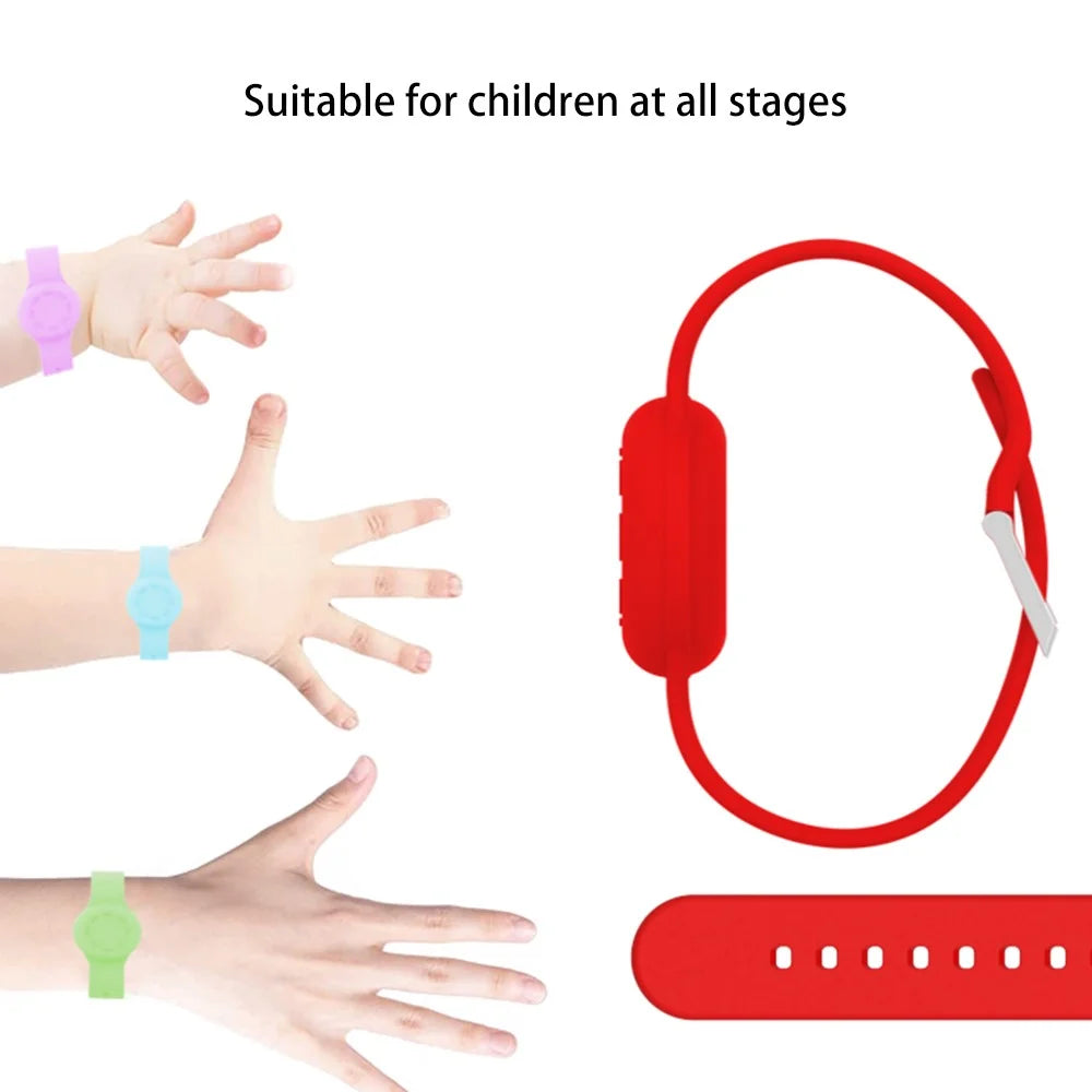 Kids Wristband for Apple AirTag , Tracker Holder Silicone Case Waterproof Adjustable Bracelet - Black - 2