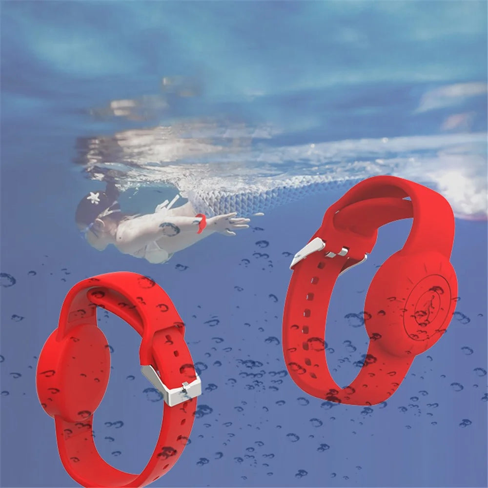 Waterproof Bracelet for Apple AirTag Tracker Holder Silicone Wristband Kids Full Case Cover - Sky Blue - 5