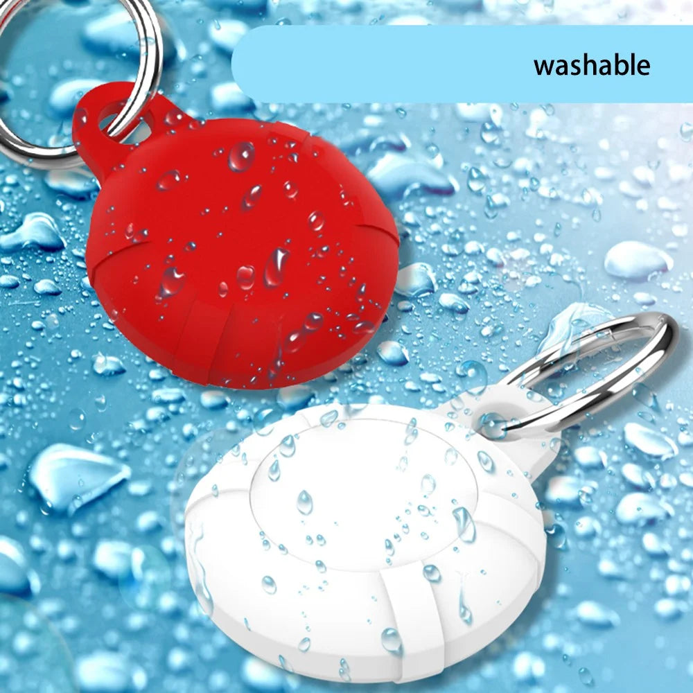 Silicone Protective Case for AirTag Anti-lost Full Coverage Waterproof Keychain Cover with Buckle - Black - 6