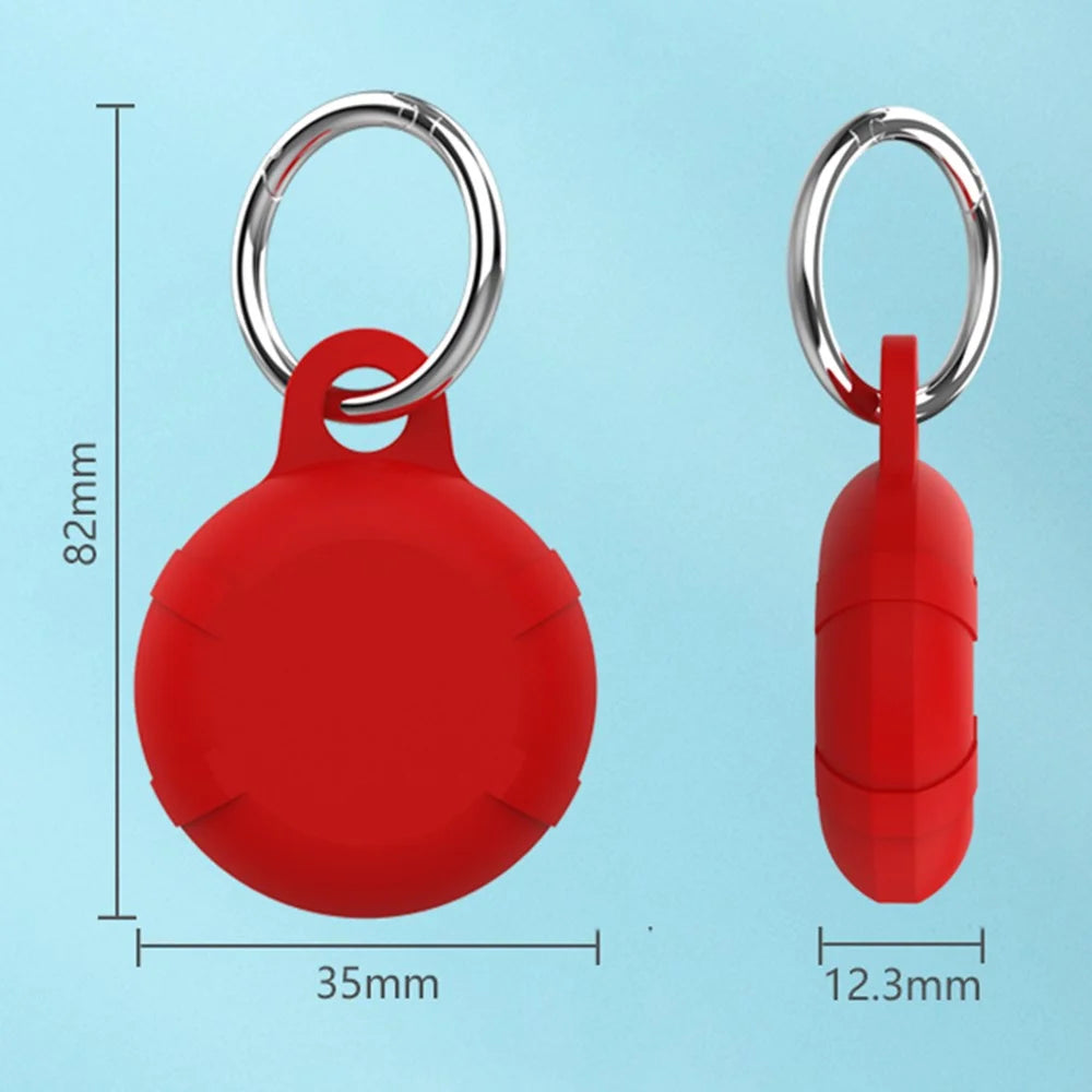 Silicone Protective Case for AirTag Anti-lost Full Coverage Waterproof Keychain Cover with Buckle - Black - 7