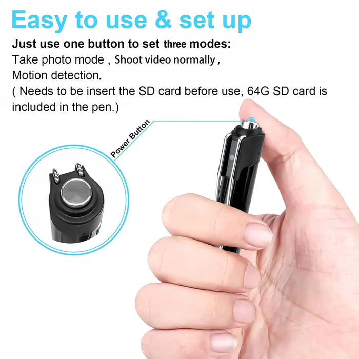 1080P Hidden Camera Writing Pen Pocket Cam with Video Recording Photo Taking for Home Business - 7