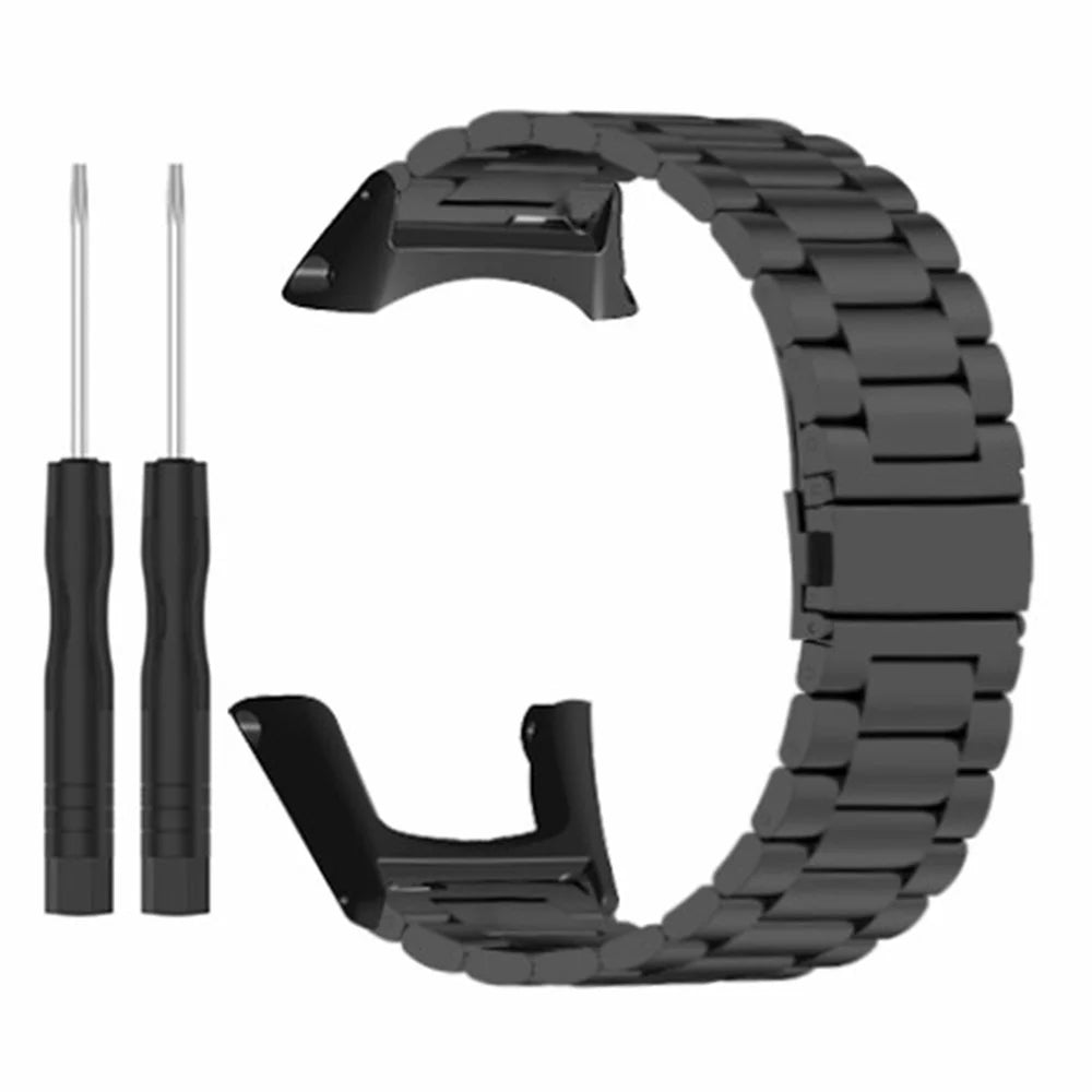 For Sunnto Ambit 3 / Ambit 3 Sport / Ambit 3 Run Steel Watch Strap 3-Bead Wrist Band Replacement - Black - 1