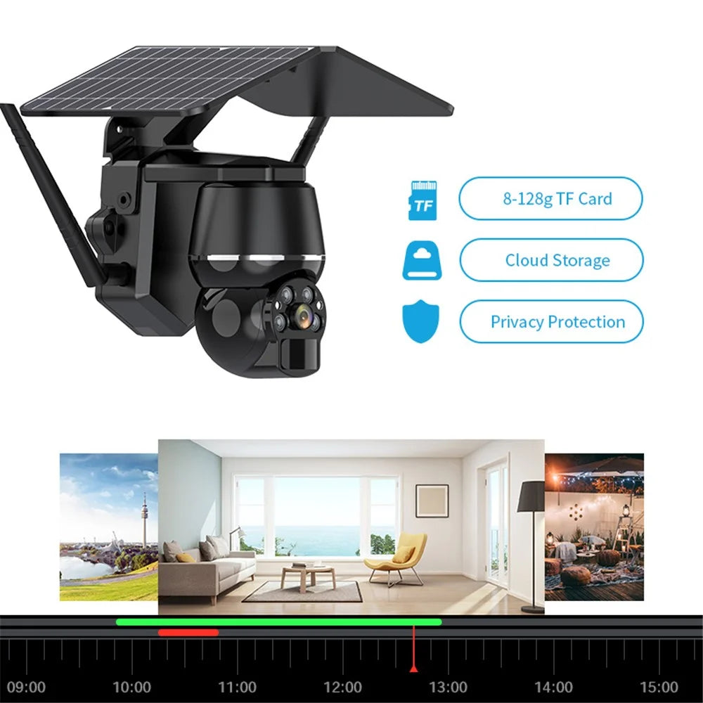 Q7 Outdoor 2MP 4G Motion Detection Night Vision Solar Camera, US Version - Black - 4