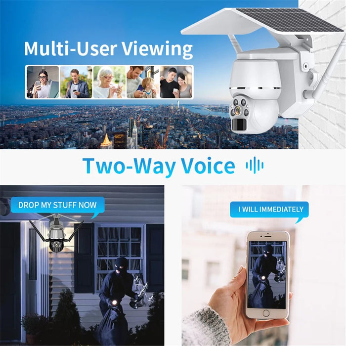 Q7 4MP 4G Night Vision Outdoor Solar Power Security PTZ Camera, US Version - Black - 2