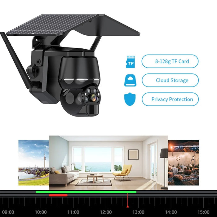Q7 4MP 4G Night Vision Outdoor Solar Power Security PTZ Camera, US Version - Black - 4