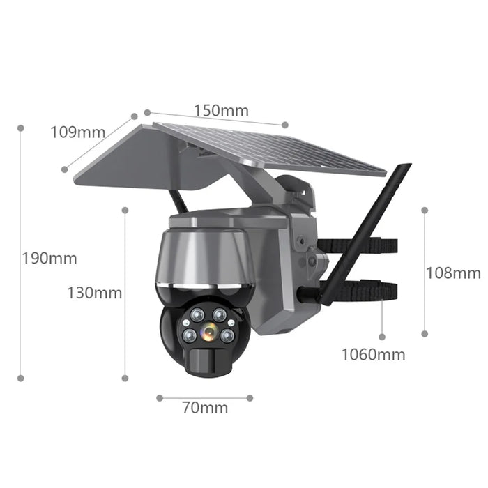 Q7 4MP 4G Night Vision Outdoor Solar Power Security PTZ Camera, US Version - Black - 6