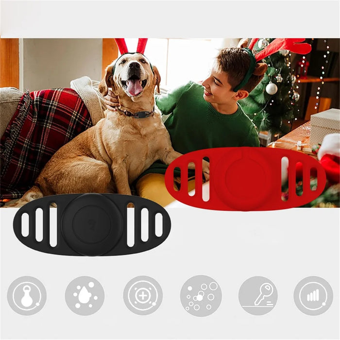 For Apple AirTag Protective Case Dog Cat Collar Tracker Silicone Cover Protection Shell - Purple - 3
