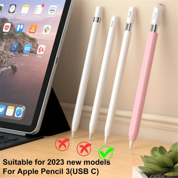 For Apple Pencil (USB-C) Stylish Jelly Silicone Sleeve Stylus Pen Protective Cover - Green - 6