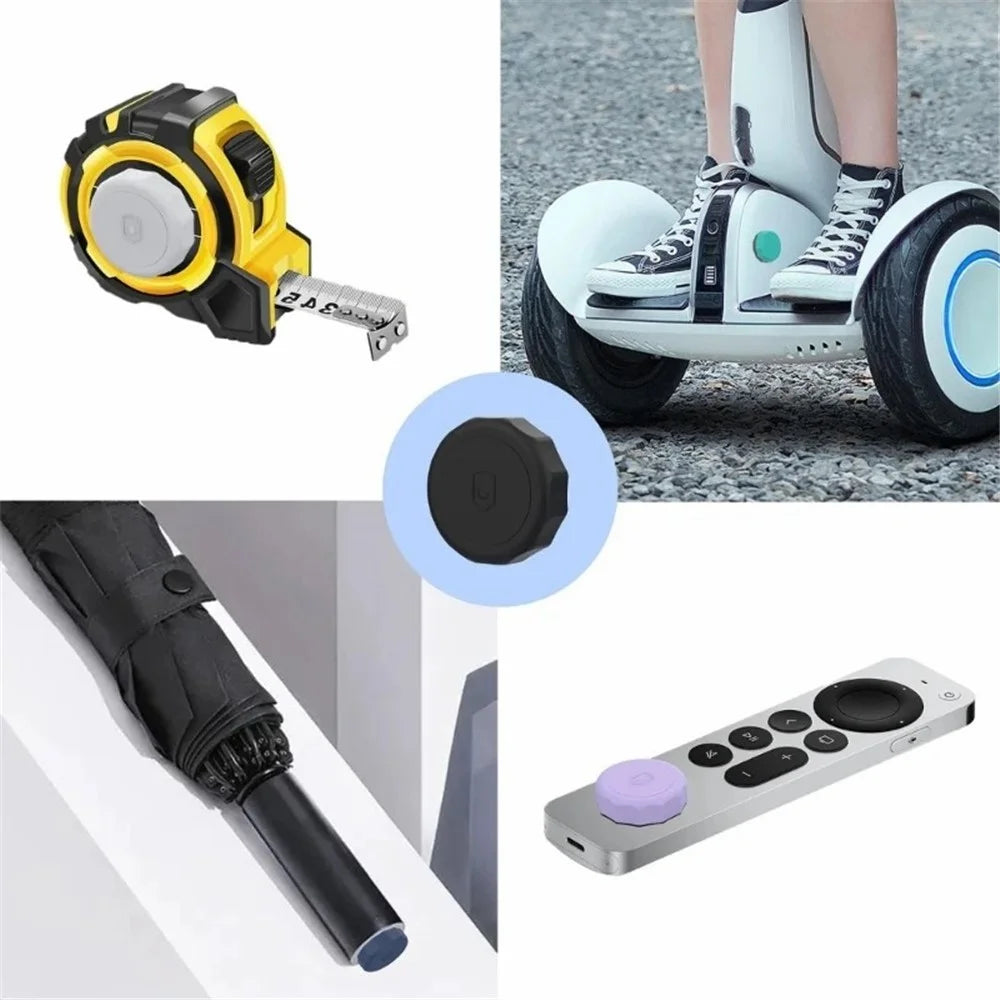 For AirTag Protective Case Bluetooth-compatible Tracker Waterproof Silicone Cover with Adhesive Sticker - Black - 2