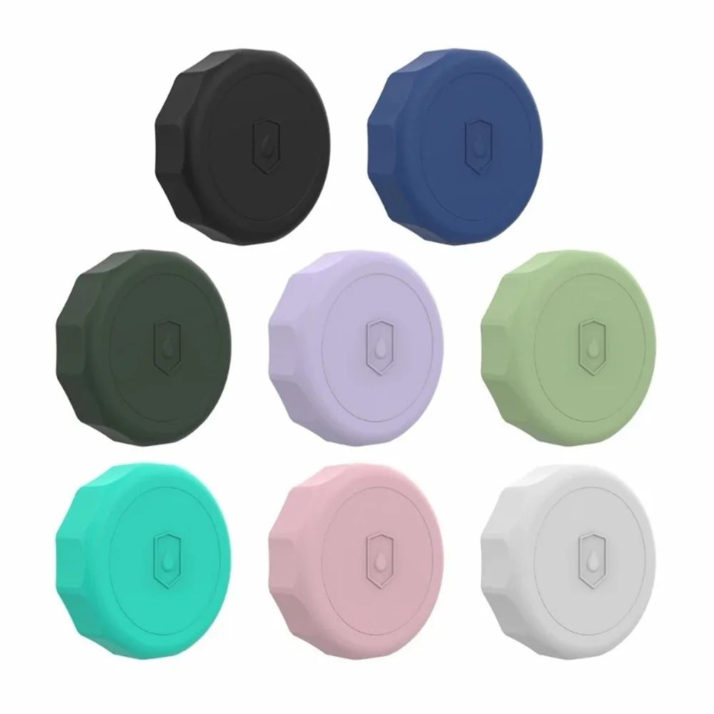 For AirTag Protective Case Bluetooth-compatible Tracker Waterproof Silicone Cover with Adhesive Sticker - Black - 7