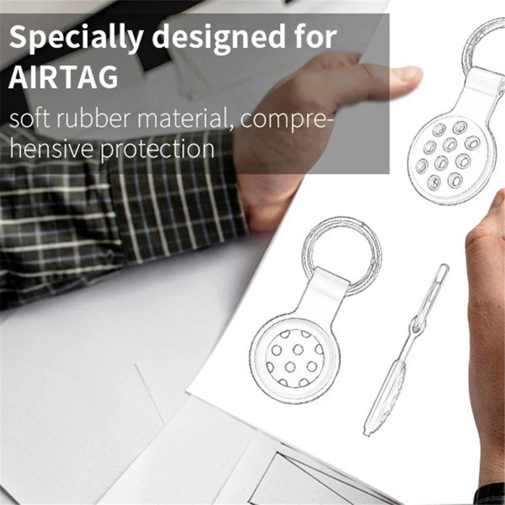 For Apple AirTag Bluetooth-compatible Tracker Silicone Case Protective Cover with Ring Buckle - Style A - 2