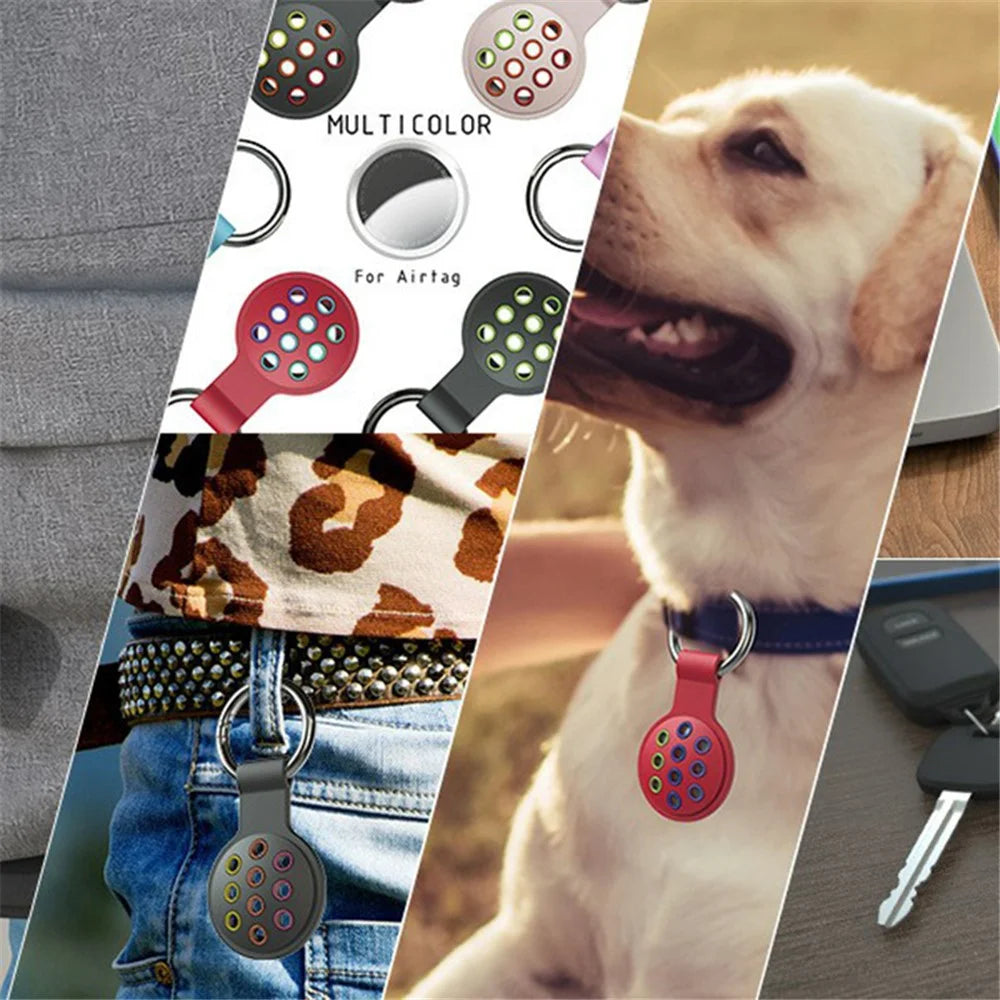 For Apple AirTag Bluetooth-compatible Tracker Silicone Case Protective Cover with Ring Buckle - Style A - 3