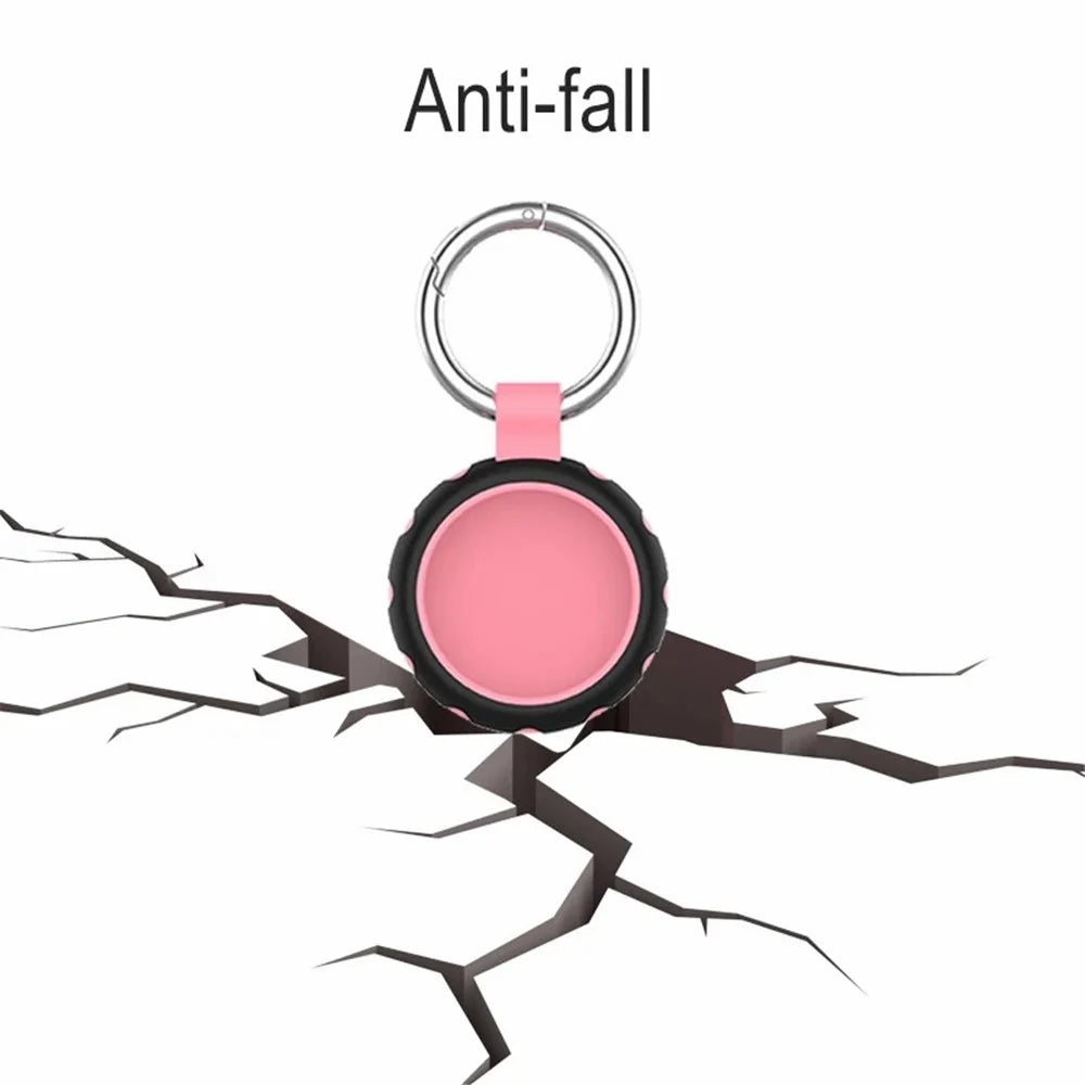 For Apple AirTag Bluetooth-compatible Tracker Silicone Case Protective Cover with Ring Buckle - Style A - 5
