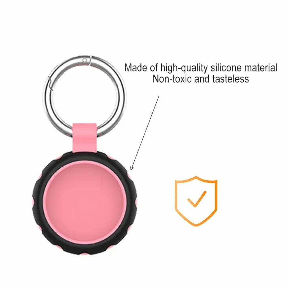 For Apple AirTag Bluetooth-compatible Tracker Silicone Case Protective Cover with Ring Buckle - Style A - 6