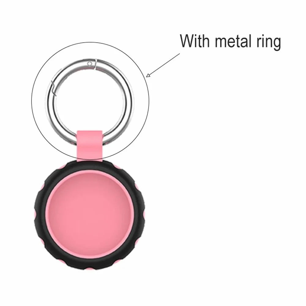 For Apple AirTag Bluetooth-compatible Tracker Silicone Case Protective Cover with Ring Buckle - Style A - 7