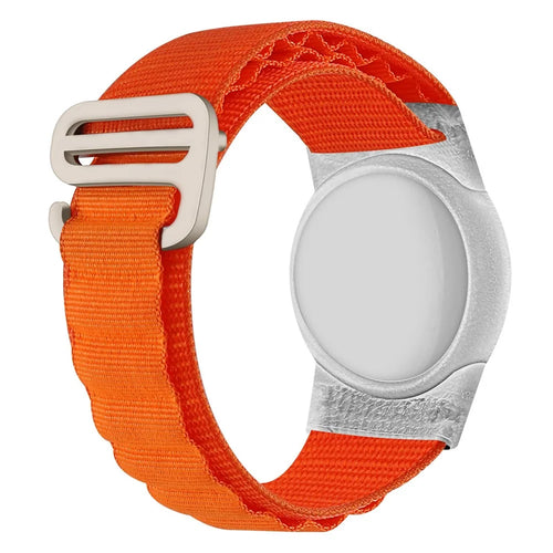 For Apple AirTag Tracker Nylon Watch Band TPU Protective Cover - Style A / Orange - 1