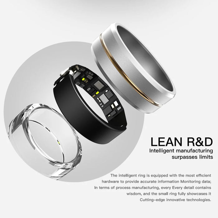 SR2 Smart Ring Multi-function Health Monitoring Fitness Tracker Finger Ring (No Charging Case) - Silver / No.8 - 6