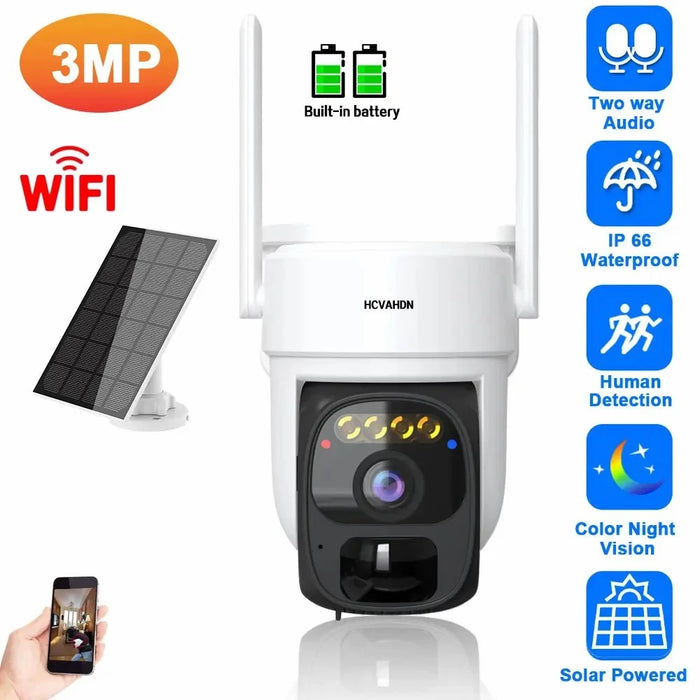 X3 Solar Power 2K HD WiFi Camera Two-way Talk Night Vision Surveillance Camera - 2
