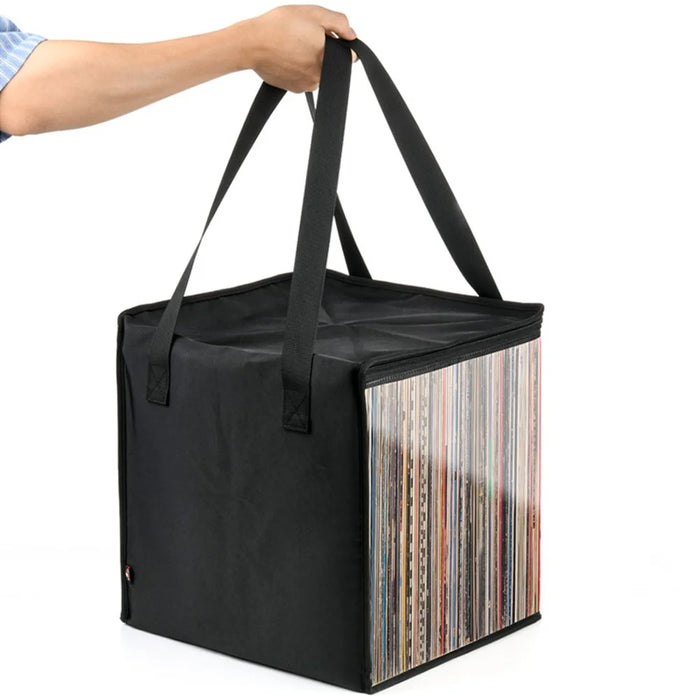 TXESIGN Clear Window Storage Bag Holds up to 50 Vinyl Record LP Organizer Hand Bag - 7