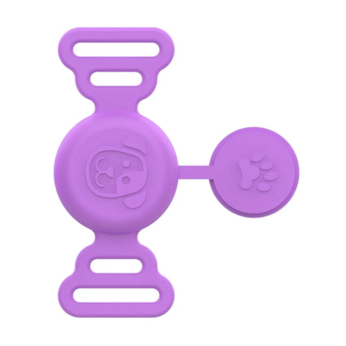 Silicone Protective Case for Apple AirTag Fit for Dog Cat Collar Accessories Pet Loop Holder - Light Purple - 1
