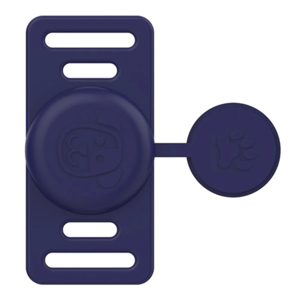 For Apple AirTag Pet Dog Silicone Case Protective Cover with Lid - Midnight Blue - 1