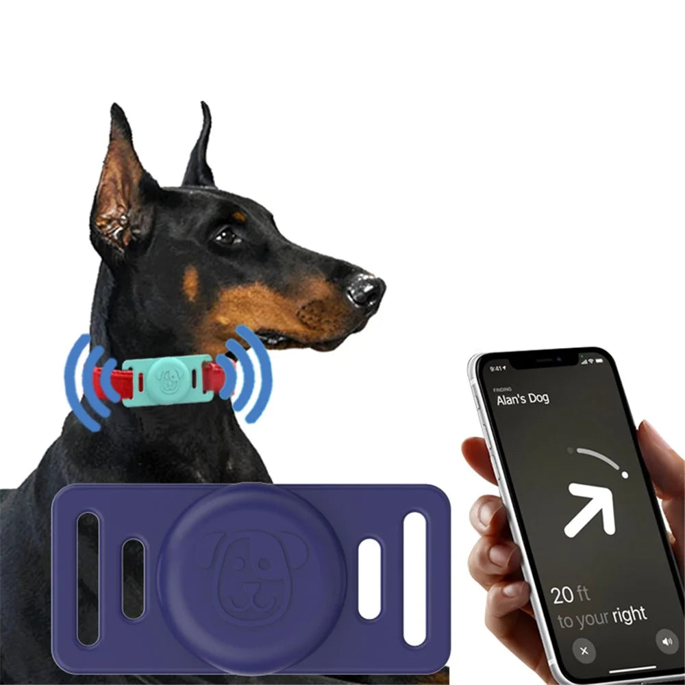 For Apple AirTag Pet Dog Silicone Case Protective Cover with Lid - Midnight Blue - 3