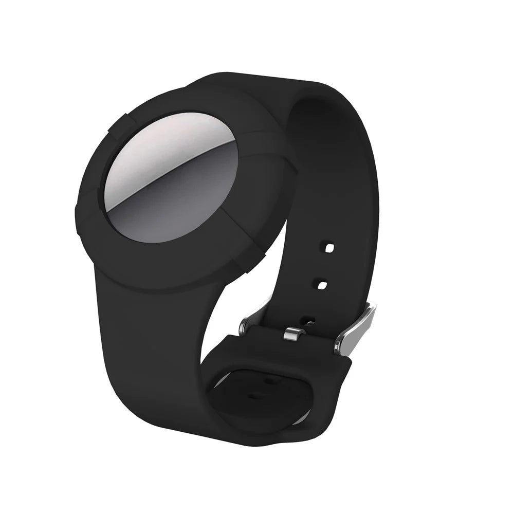 Adjustable Waterproof Wristband for Apple AirTag Anti-Lost Bracelet Tracker Locator Case - Black - 1