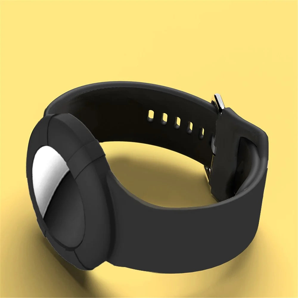 Adjustable Waterproof Wristband for Apple AirTag Anti-Lost Bracelet Tracker Locator Case - Black - 2
