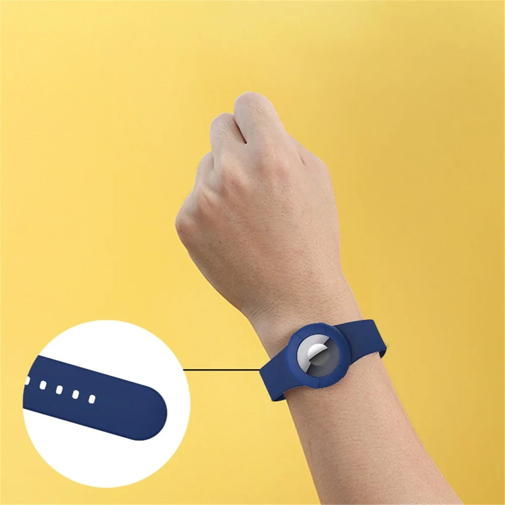 Adjustable Waterproof Wristband for Apple AirTag Anti-Lost Bracelet Tracker Locator Case - Black - 5