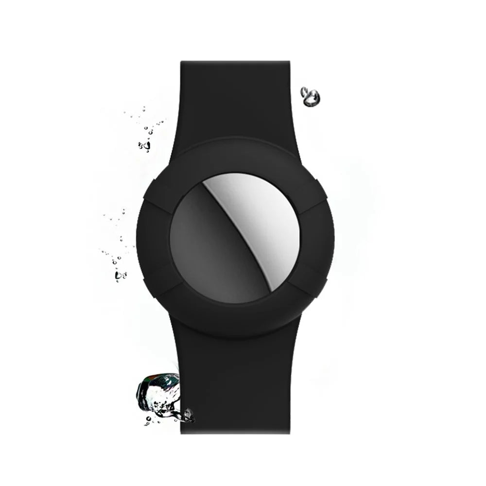 Adjustable Waterproof Wristband for Apple AirTag Anti-Lost Bracelet Tracker Locator Case - Black - 6