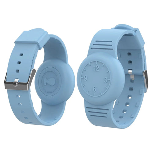 For Apple AirTag Tracker Soft Cover Kids Watch Band Silicone Wrist Strap with Clock Numbers - Baby Blue - 1