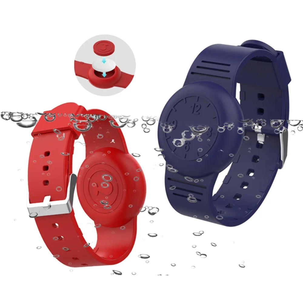 For Apple AirTag Tracker Soft Cover Kids Watch Band Silicone Wrist Strap with Clock Numbers - Baby Blue - 3