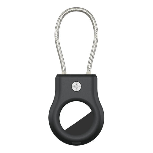 For AirTag Protective Cover Anti-lost Tracker PC Anti-scratch Case with Steel Wire - Black - 1