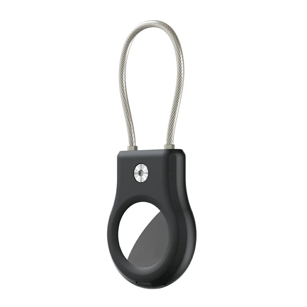 For AirTag Protective Cover Anti-lost Tracker PC Anti-scratch Case with Steel Wire - Black - 4