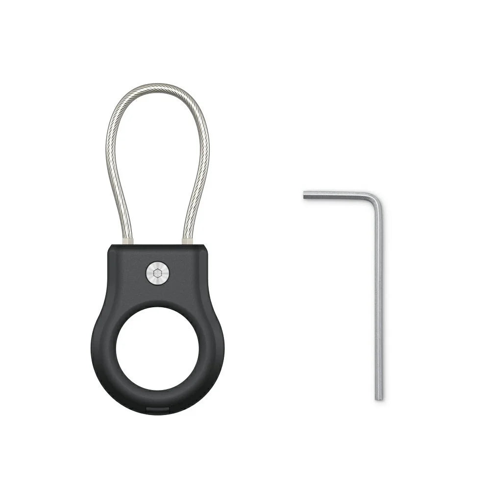 For AirTag Protective Cover Anti-lost Tracker PC Anti-scratch Case with Steel Wire - Black - 7