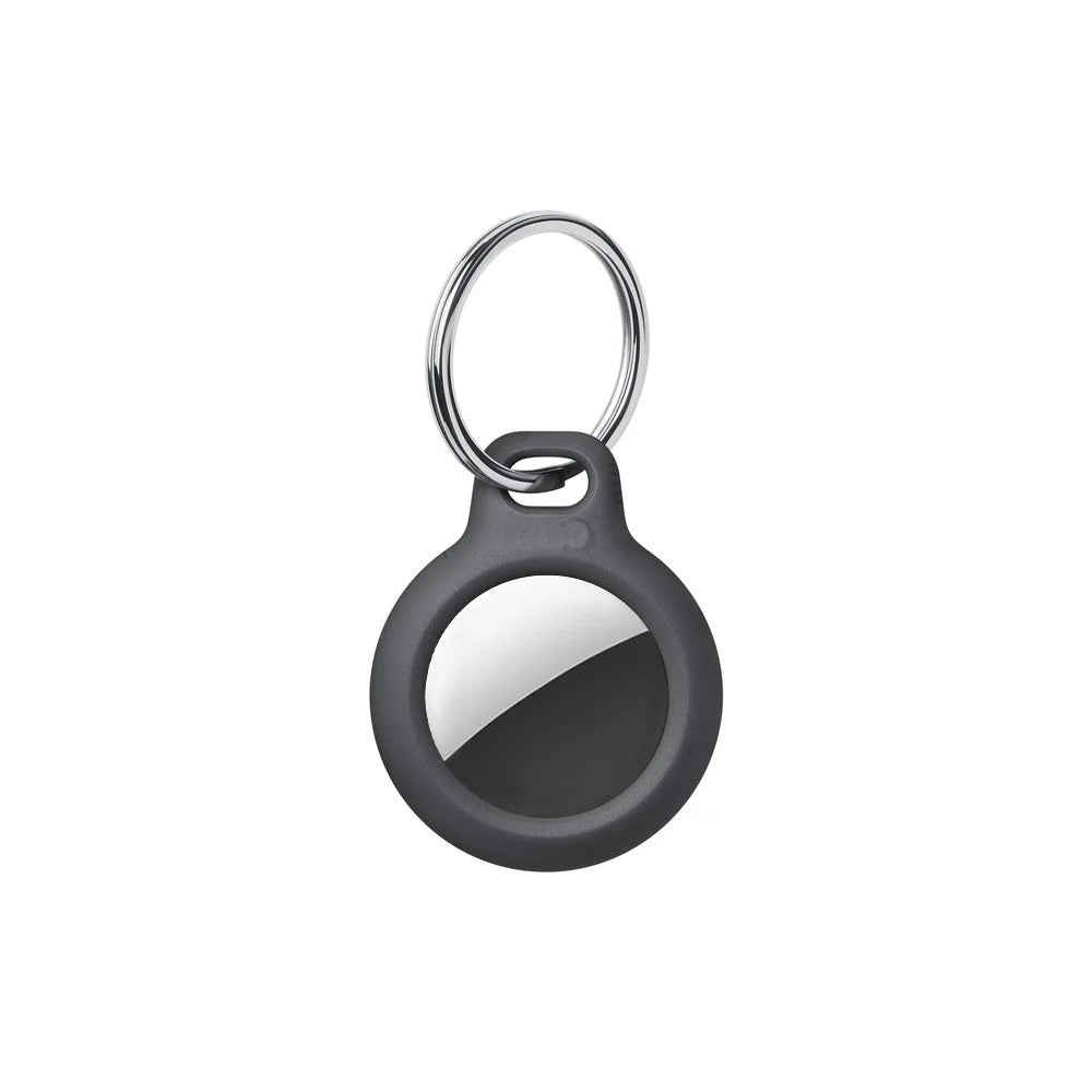 For Apple AirTag PC Protective Cover Bluetooth-compatible Tracker Anti-drop Case with Keyring - Black - 1